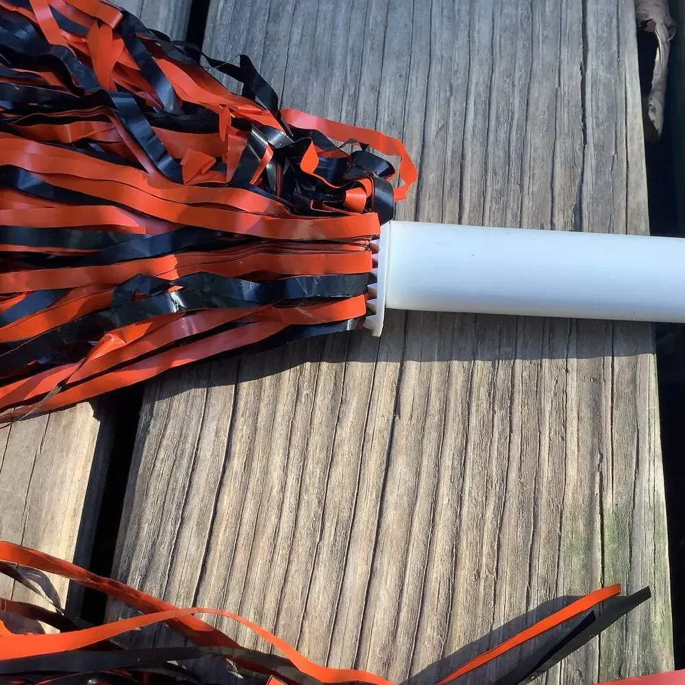 Vintage Y2K Cheerleading Pom Poms Orange Black 12